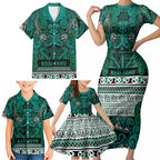 Aotearoa Iwi Ngai Tahu Family Matching Short Sleeve Bodycon Dress and Hawaiian Shirt Maori Wharenui House Tribal Pattern