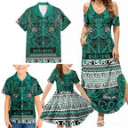 Aotearoa Iwi Ngai Tahu Family Matching Summer Maxi Dress and Hawaiian Shirt Maori Wharenui House Tribal Pattern