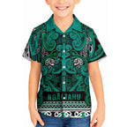 Aotearoa Iwi Ngai Tahu Kid Hawaiian Shirt Maori Wharenui House Tribal Pattern