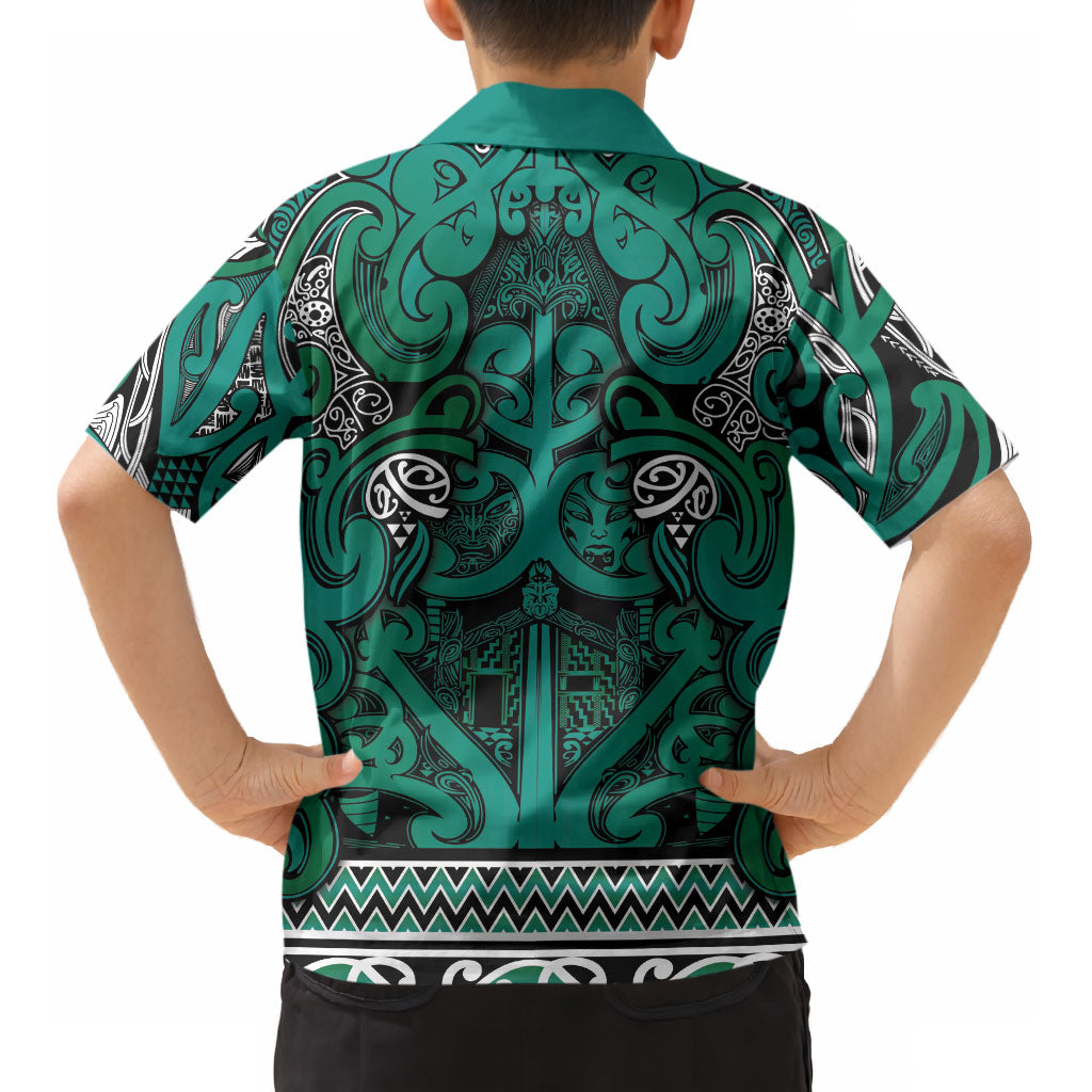 Aotearoa Iwi Ngai Tahu Kid Hawaiian Shirt Maori Wharenui House Tribal Pattern