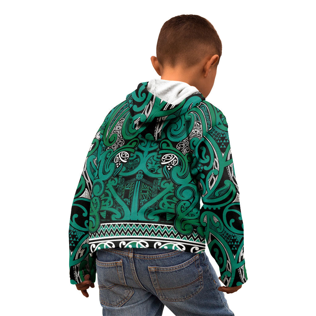 Aotearoa Iwi Ngai Tahu Kid Hoodie Maori Wharenui House Tribal Pattern