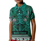 Aotearoa Iwi Ngai Tahu Kid Polo Shirt Maori Wharenui House Tribal Pattern