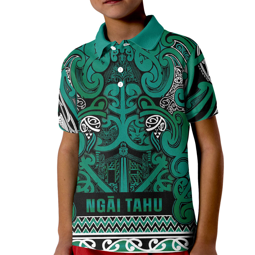 Aotearoa Iwi Ngai Tahu Kid Polo Shirt Maori Wharenui House Tribal Pattern