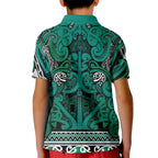 Aotearoa Iwi Ngai Tahu Kid Polo Shirt Maori Wharenui House Tribal Pattern