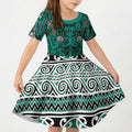 Aotearoa Iwi Ngai Tahu Kid Short Sleeve Dress Maori Wharenui House Tribal Pattern