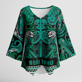 Aotearoa Iwi Ngai Tahu Kimono Sleeve Blouse Maori Wharenui House Tribal Pattern