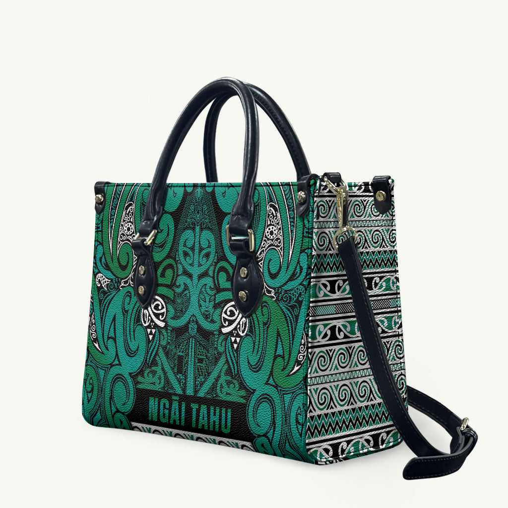 Aotearoa Iwi Ngai Tahu Leather Bag Maori Wharenui House Tribal Pattern
