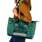Aotearoa Iwi Ngai Tahu Leather Tote Bag Maori Wharenui House Tribal Pattern