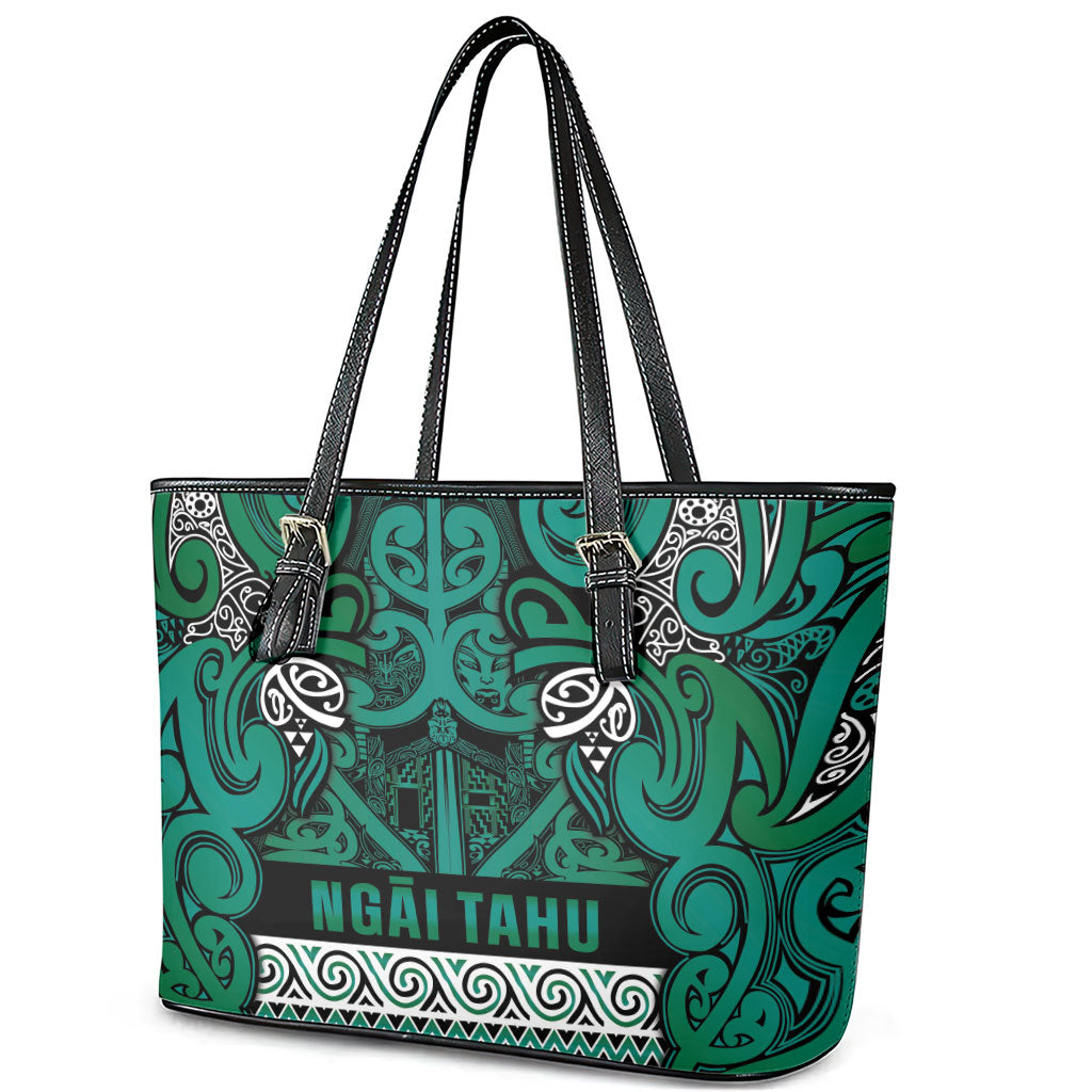 Aotearoa Iwi Ngai Tahu Leather Tote Bag Maori Wharenui House Tribal Pattern
