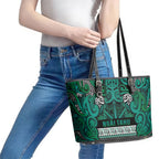 Aotearoa Iwi Ngai Tahu Leather Tote Bag Maori Wharenui House Tribal Pattern