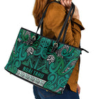 Aotearoa Iwi Ngai Tahu Leather Tote Bag Maori Wharenui House Tribal Pattern