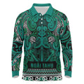 Aotearoa Iwi Ngai Tahu Long Sleeve Polo Shirt Maori Wharenui House Tribal Pattern