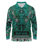 Aotearoa Iwi Ngai Tahu Long Sleeve Polo Shirt Maori Wharenui House Tribal Pattern