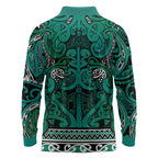 Aotearoa Iwi Ngai Tahu Long Sleeve Polo Shirt Maori Wharenui House Tribal Pattern