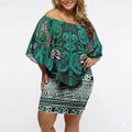 Aotearoa Iwi Ngai Tahu Off Shoulder Short Dress Maori Wharenui House Tribal Pattern