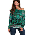 Aotearoa Iwi Ngai Tahu Off Shoulder Sweater Maori Wharenui House Tribal Pattern