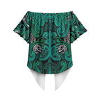 Aotearoa Iwi Ngai Tahu Off Shoulder Wrap Waist Top Maori Wharenui House Tribal Pattern