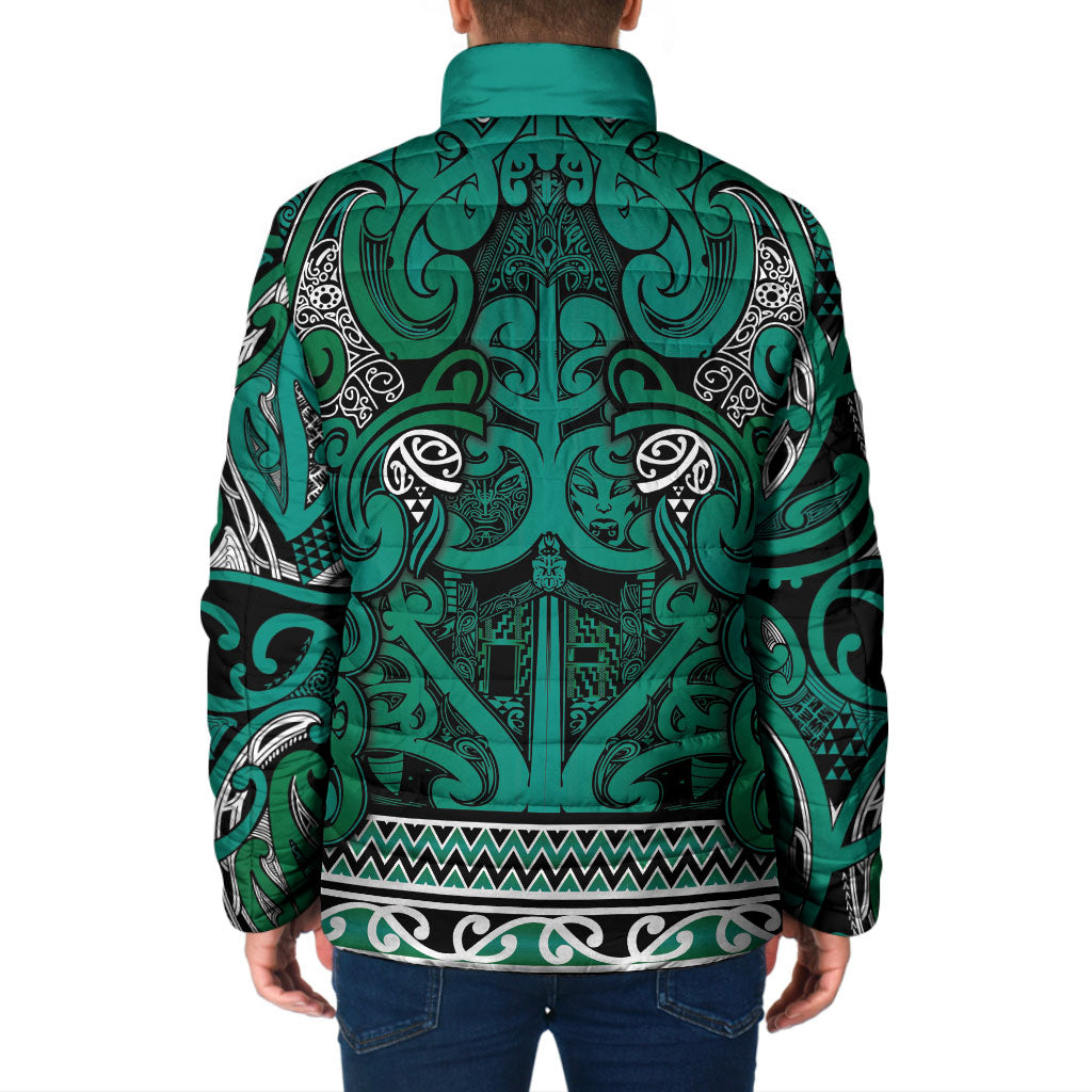 Aotearoa Iwi Ngai Tahu Padded Jacket Maori Wharenui House Tribal Pattern