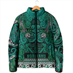 Aotearoa Iwi Ngai Tahu Padded Jacket Maori Wharenui House Tribal Pattern