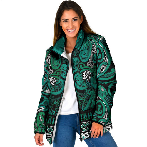 Aotearoa Iwi Ngai Tahu Padded Jacket Maori Wharenui House Tribal Pattern