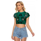 Aotearoa Iwi Ngai Tahu Raglan Cropped T Shirt Maori Wharenui House Tribal Pattern