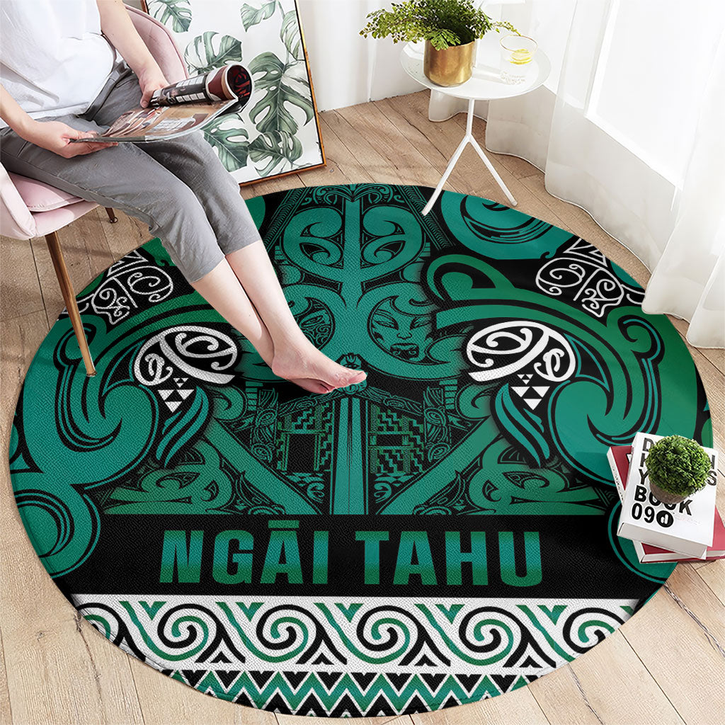 Aotearoa Iwi Ngai Tahu Round Carpet Maori Wharenui House Tribal Pattern