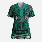 Aotearoa Iwi Ngai Tahu Scrub Top Maori Wharenui House Tribal Pattern