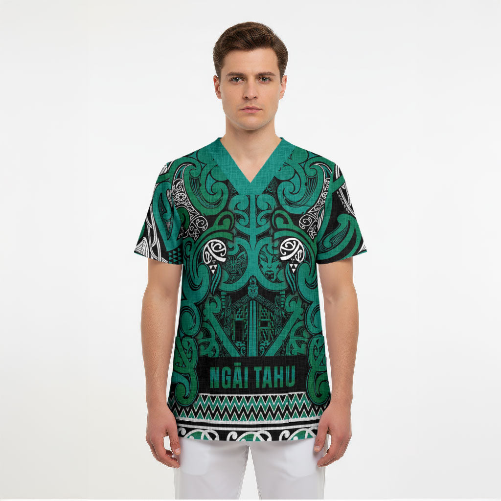 Aotearoa Iwi Ngai Tahu Scrub Top Maori Wharenui House Tribal Pattern