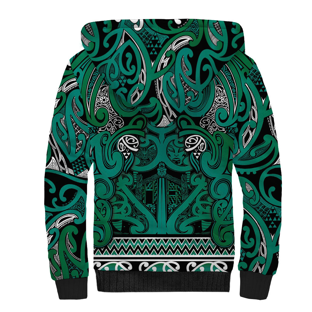 Aotearoa Iwi Ngai Tahu Sherpa Hoodie Maori Wharenui House Tribal Pattern
