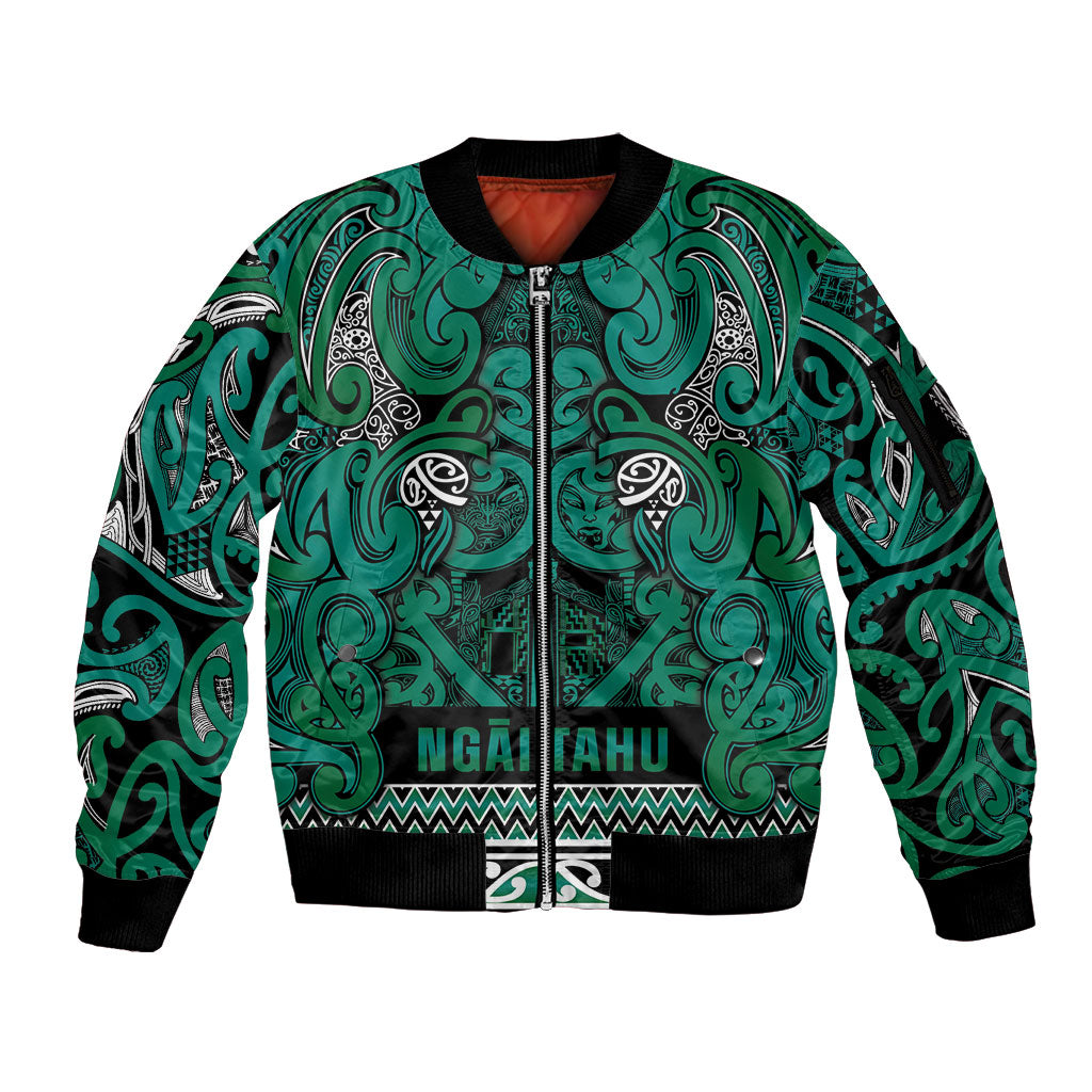 Aotearoa Iwi Ngai Tahu Sleeve Zip Bomber Jacket Maori Wharenui House Tribal Pattern