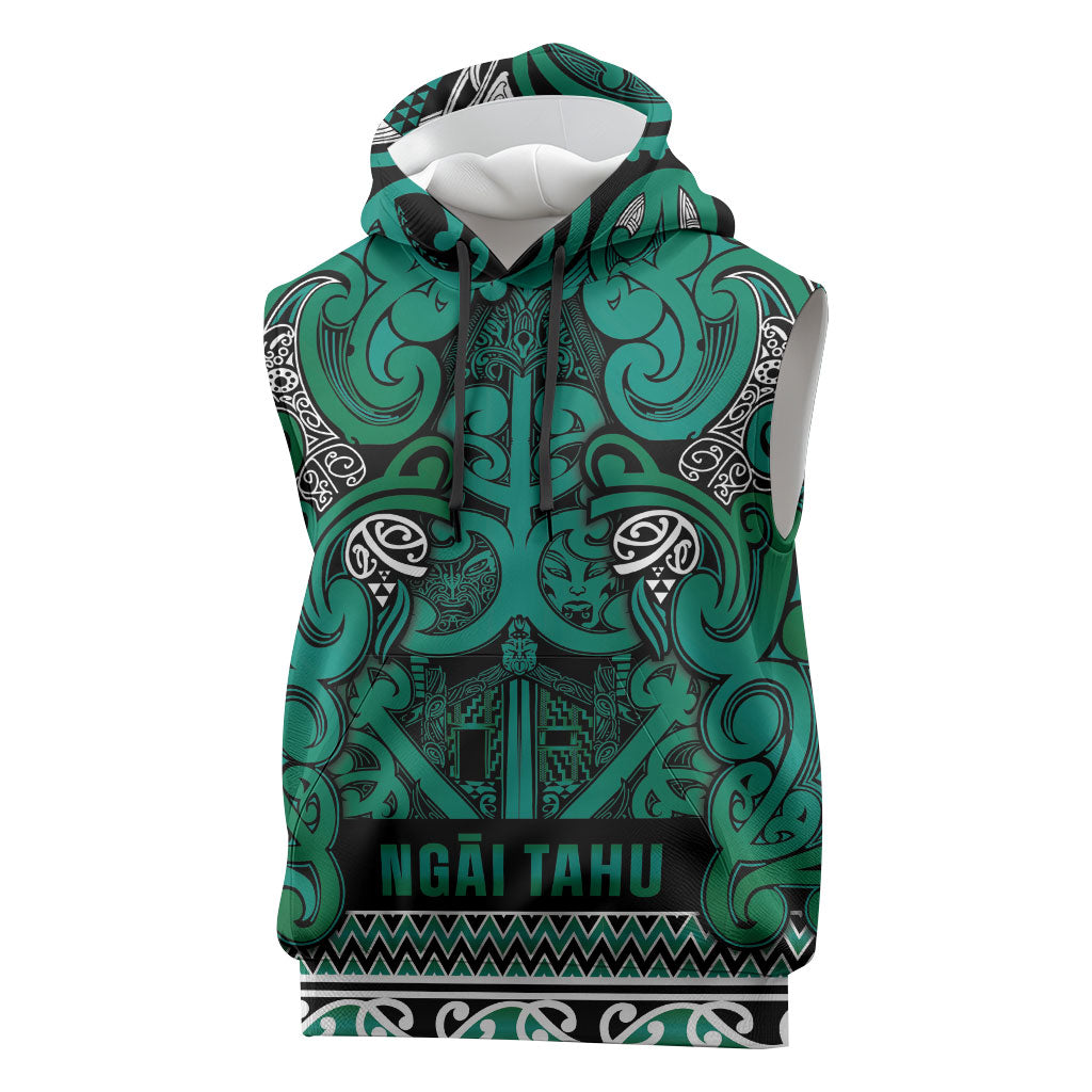 Aotearoa Iwi Ngai Tahu Sleeveless Hoodie Maori Wharenui House Tribal Pattern