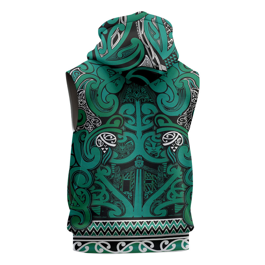 Aotearoa Iwi Ngai Tahu Sleeveless Hoodie Maori Wharenui House Tribal Pattern