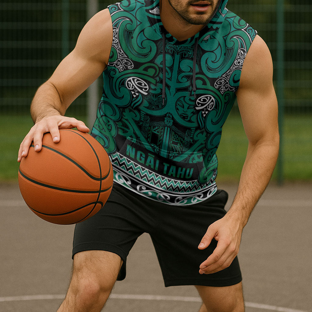 Aotearoa Iwi Ngai Tahu Sleeveless Hoodie Maori Wharenui House Tribal Pattern