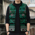 Aotearoa Iwi Ngai Tahu Sleeveless Puffer Jacket Maori Wharenui House Tribal Pattern