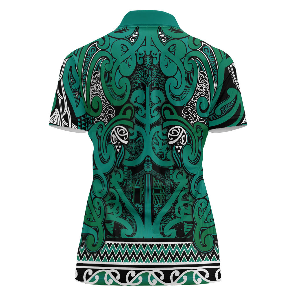 Aotearoa Iwi Ngai Tahu Women Polo Shirt Maori Wharenui House Tribal Pattern