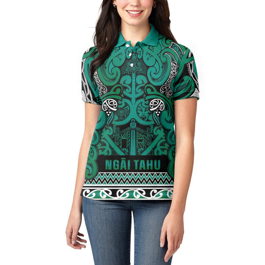 Aotearoa Iwi Ngai Tahu Women Polo Shirt Maori Wharenui House Tribal Pattern