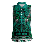 Aotearoa Iwi Ngai Tahu Women Sleeveless Polo Shirt Maori Wharenui House Tribal Pattern