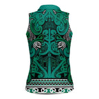 Aotearoa Iwi Ngai Tahu Women Sleeveless Polo Shirt Maori Wharenui House Tribal Pattern