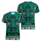 Aotearoa Iwi Ngai Tahu Women V-Neck T-Shirt Maori Wharenui House Tribal Pattern