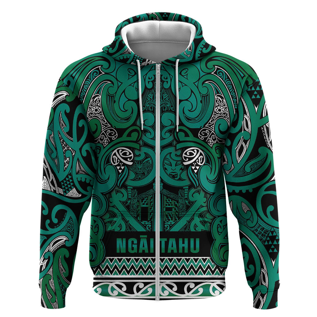 Aotearoa Iwi Ngai Tahu Zip Hoodie Maori Wharenui House Tribal Pattern
