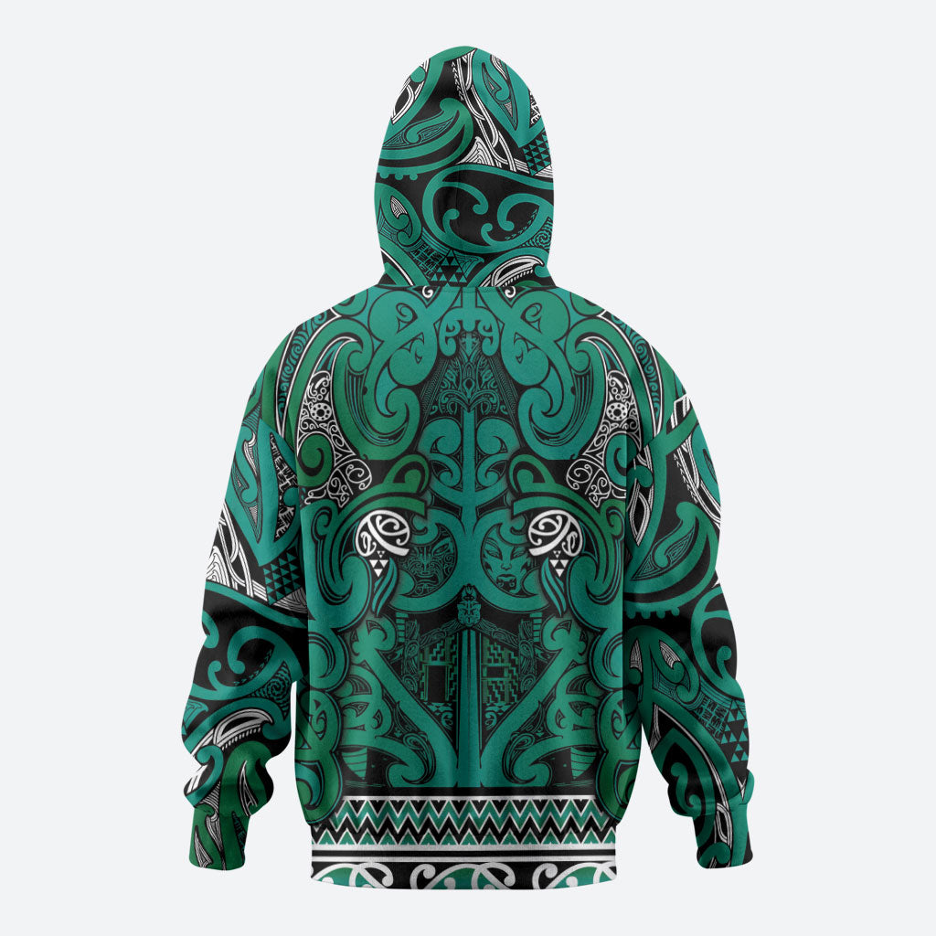 Aotearoa Iwi Ngai Tahu Zip Hoodie Maori Wharenui House Tribal Pattern