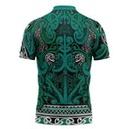 Aotearoa Iwi Ngai Tahu Zipper Polo Shirt Maori Wharenui House Tribal Pattern