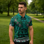 Aotearoa Iwi Ngai Tahu Zipper Polo Shirt Maori Wharenui House Tribal Pattern