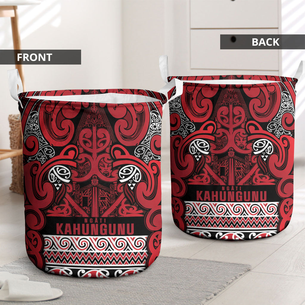 Aotearoa Iwi Ngati Kahungunu Laundry Basket Maori Wharenui House Tribal Pattern