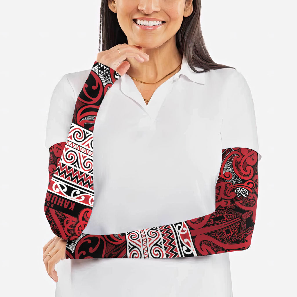 Aotearoa Iwi Ngati Kahungunu Arm Sleeves Maori Wharenui House Tribal Pattern