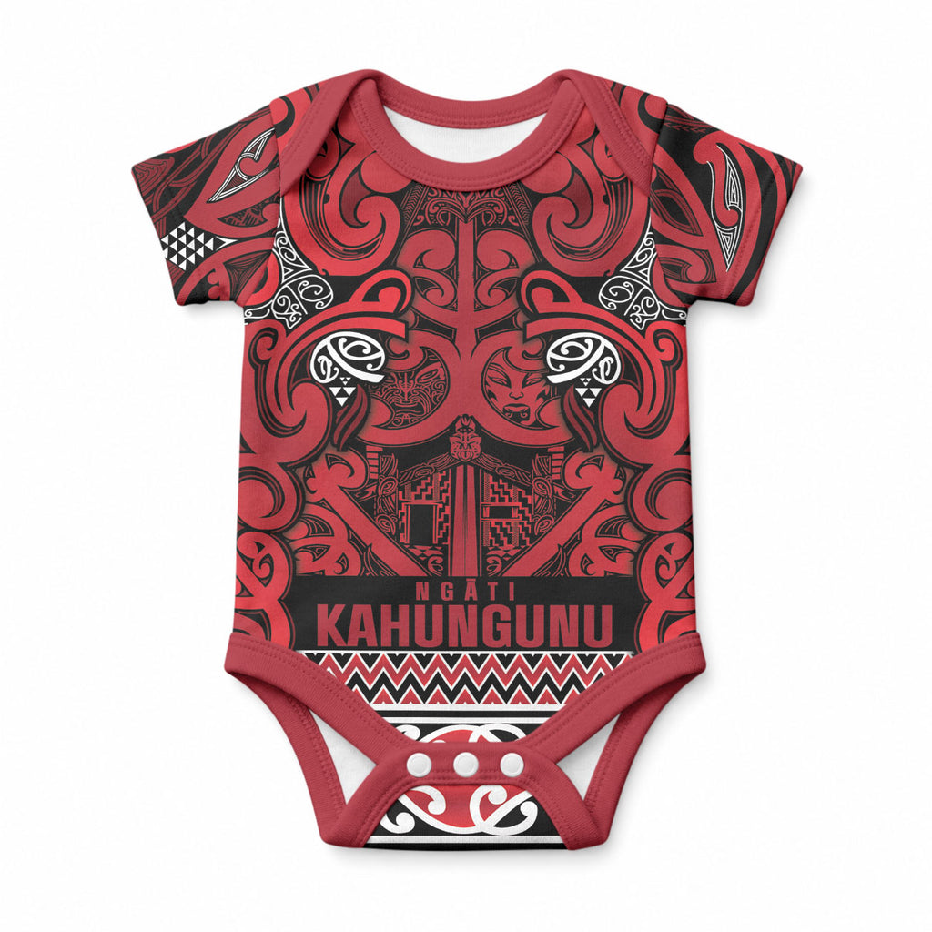 Aotearoa Iwi Ngati Kahungunu Baby Onesie Maori Wharenui House Tribal Pattern