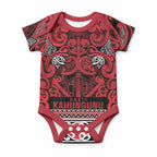 Aotearoa Iwi Ngati Kahungunu Baby Onesie Maori Wharenui House Tribal Pattern
