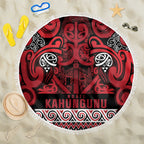 Aotearoa Iwi Ngati Kahungunu Beach Blanket Maori Wharenui House Tribal Pattern