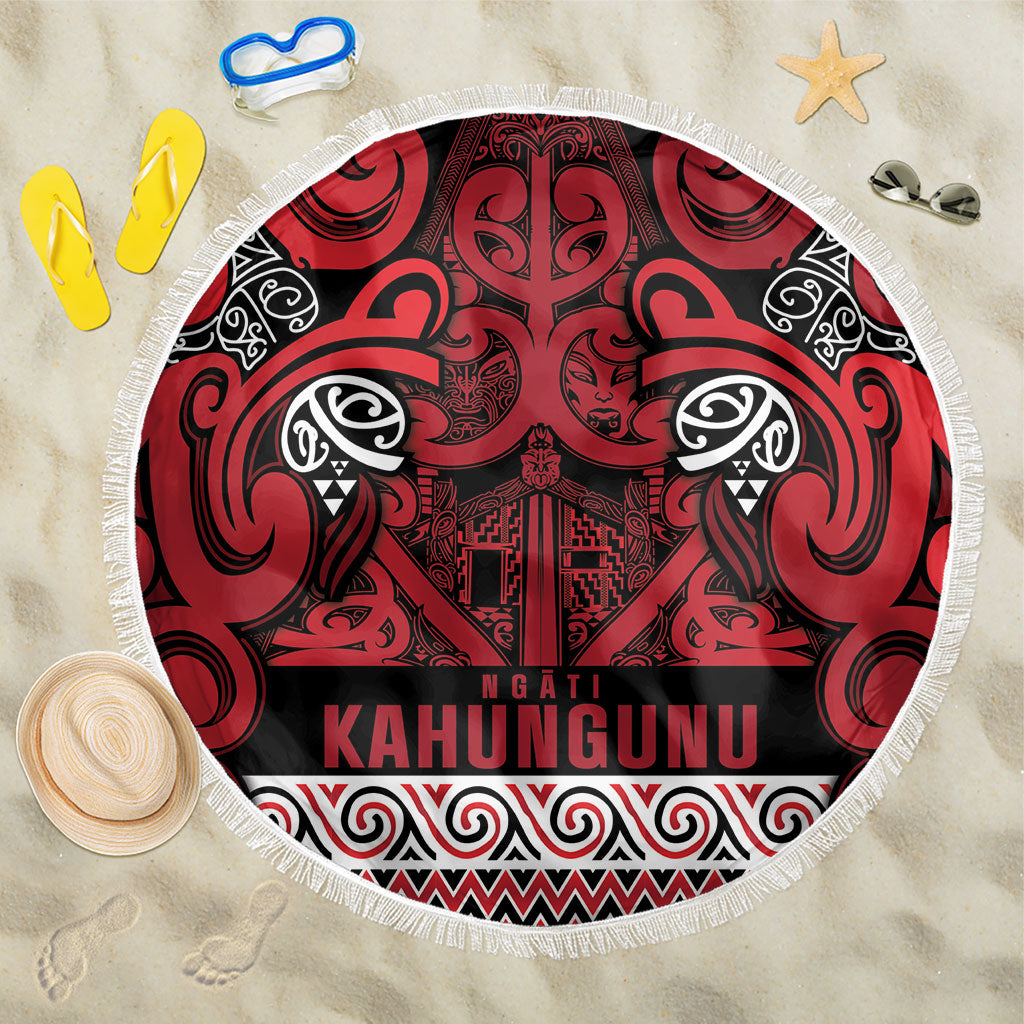 Aotearoa Iwi Ngati Kahungunu Beach Blanket Maori Wharenui House Tribal Pattern