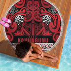 Aotearoa Iwi Ngati Kahungunu Beach Blanket Maori Wharenui House Tribal Pattern